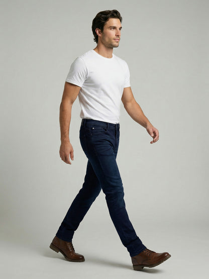 Celio Mens Blue Dobby Slim Fit Cotton Jeans