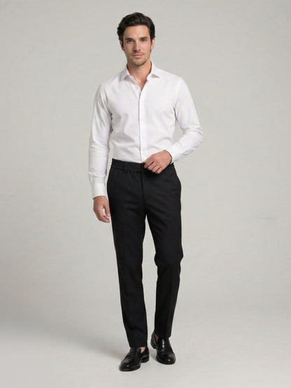 Celio Mens Black Solid 24H Fit Polyester Casual Trouser