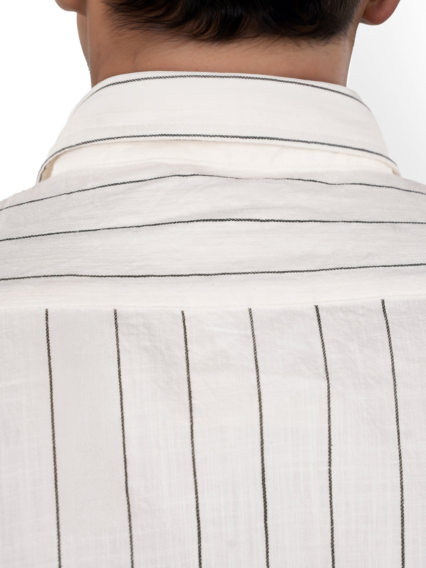 Black Striped Cotton-Linen-Blend Shirt