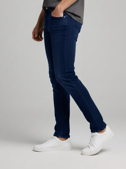 Celio Mens Blue Knit | Dobby Slim Fit Cotton Jeans