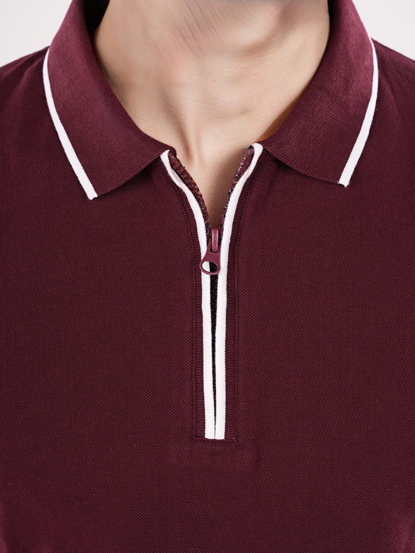 Burgundy Solid Cotton T-Shirt