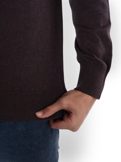 Brown Colourblock Cotton Sweater