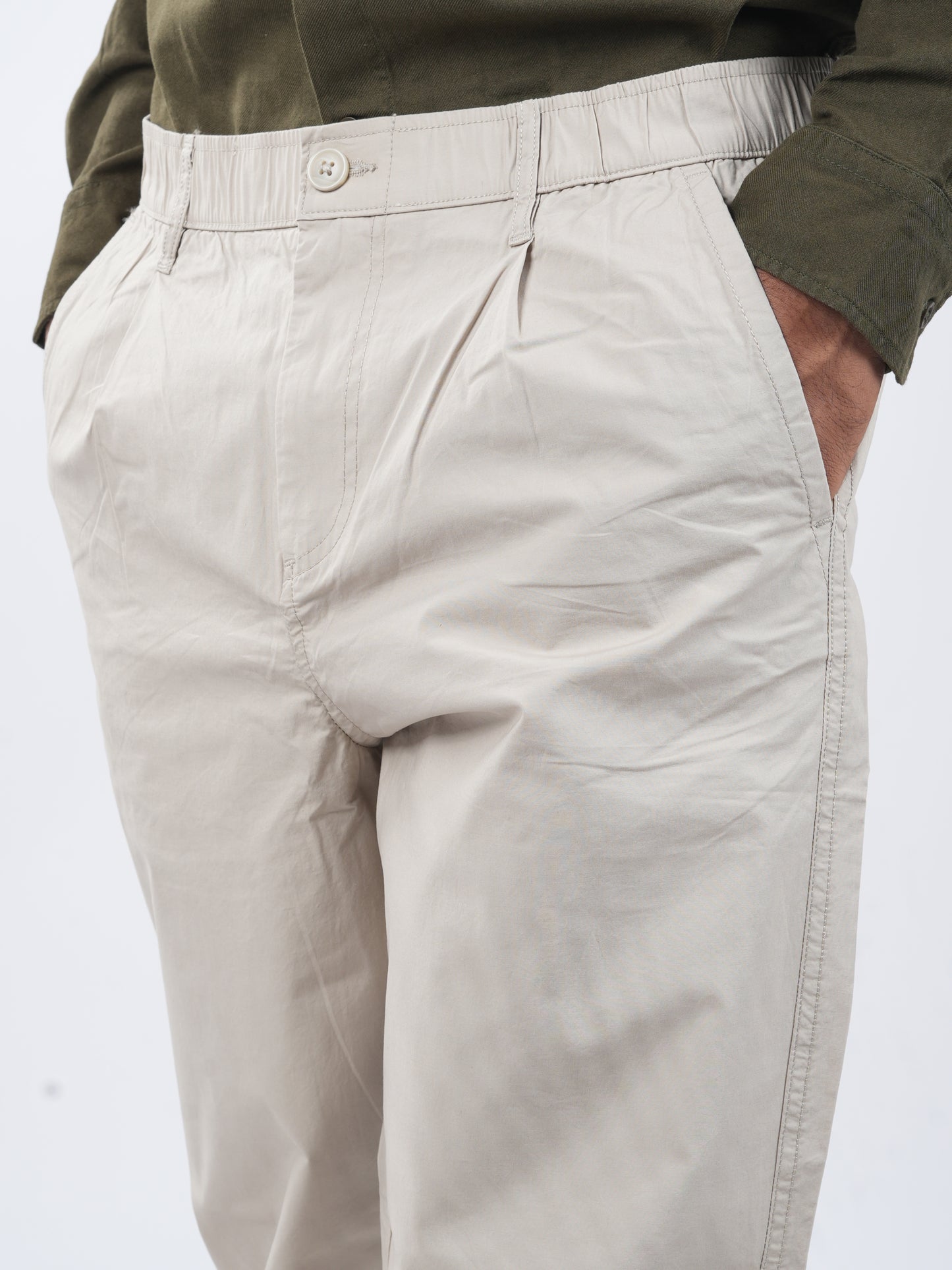 Beige Straight Fit Cargos