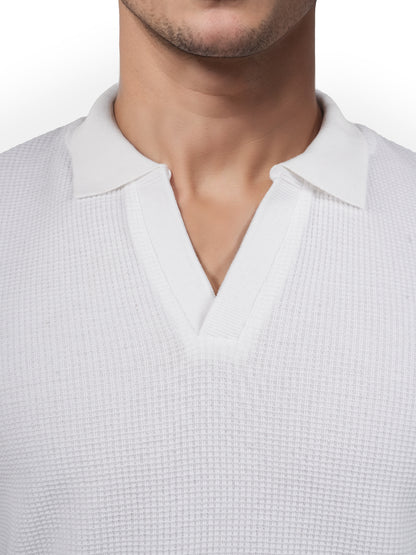 White Solid Cotton Polo