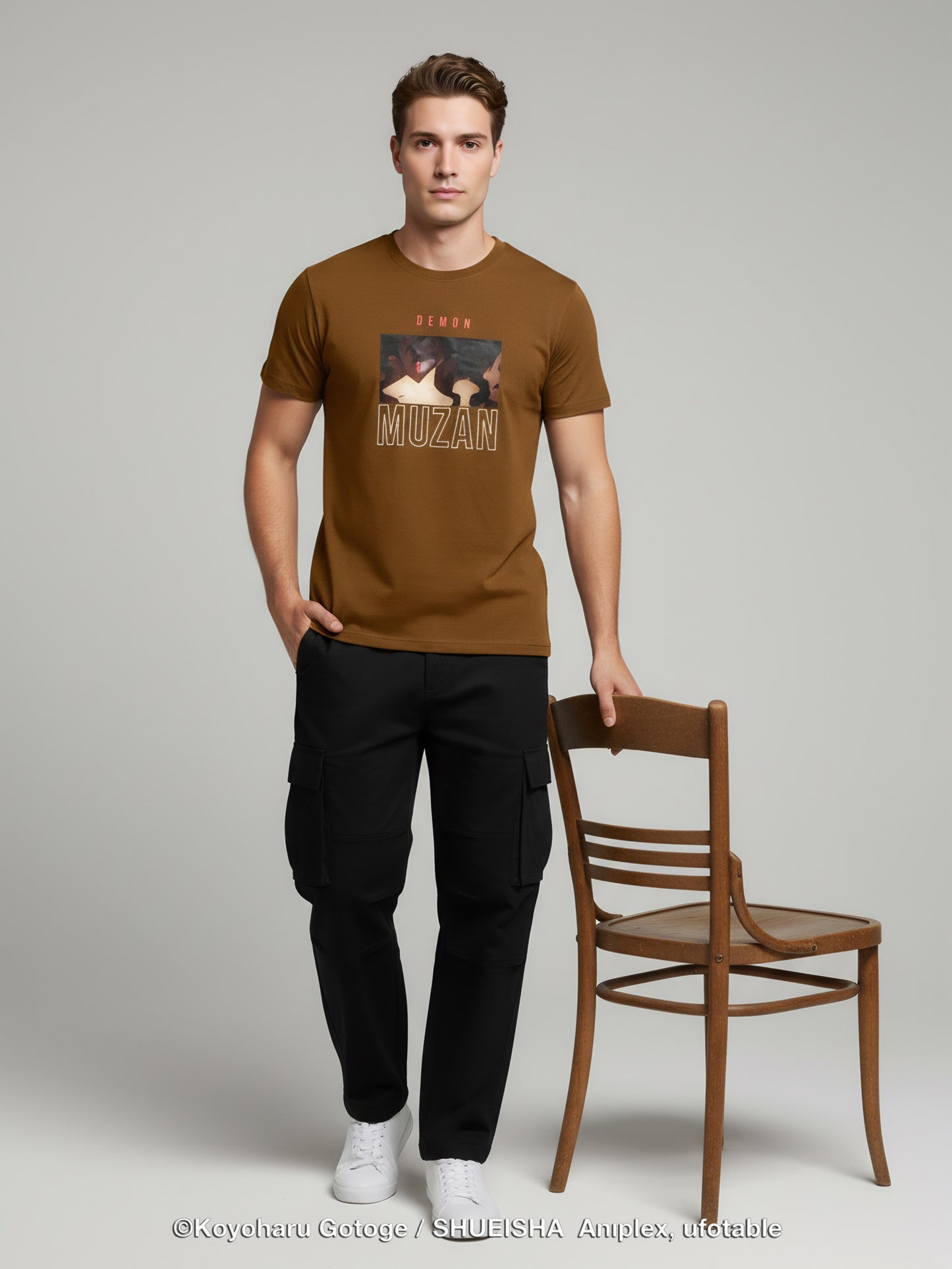 Celio Men Brown Printed Regular Cotton Demon Slayer T-Shirt