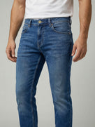 Celio Mens Blue Solid Slim Fit Cotton Jeans