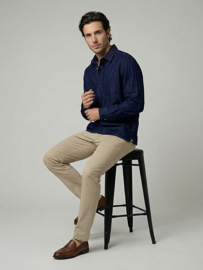 Celio Mens Navy Twill Regular Fit Cotton Shirts