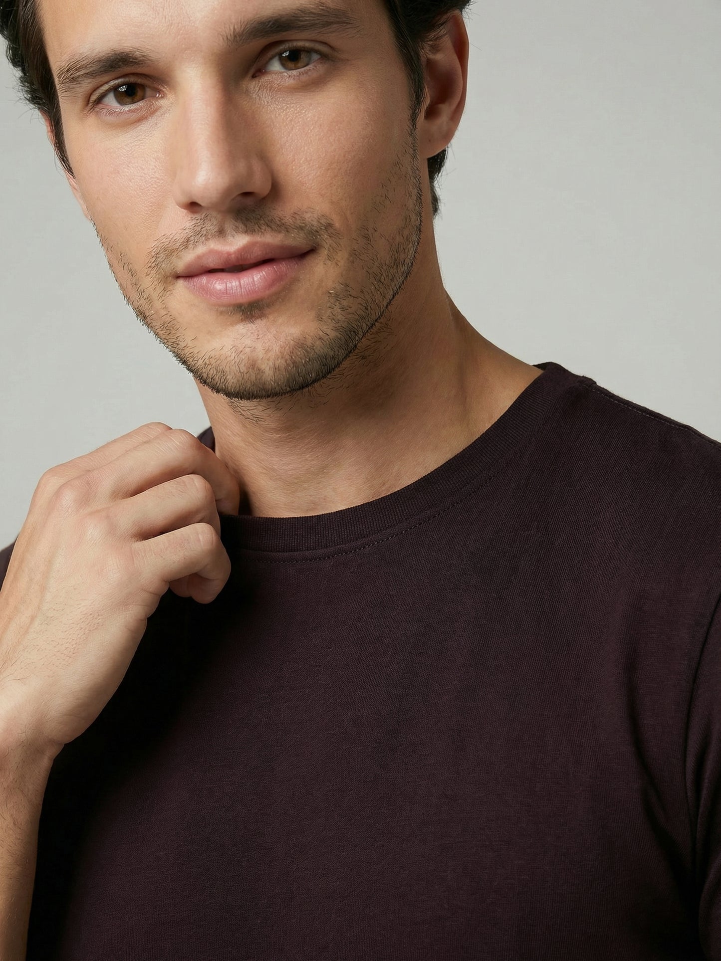 Celio Mens Brown Solid Slim Fit Cotton T-Shirts