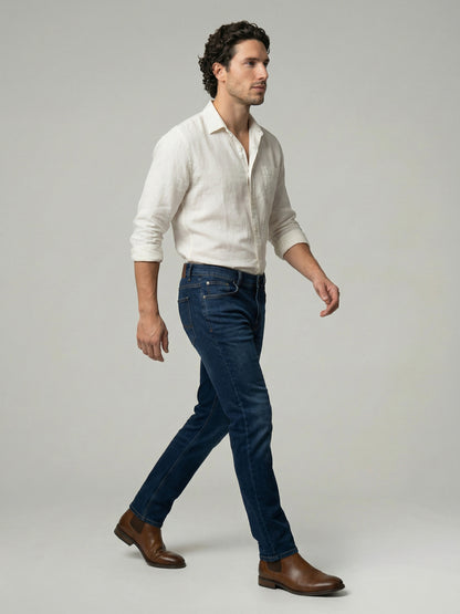 Celio Mens Blue Twill Slim Fit Modal Jeans