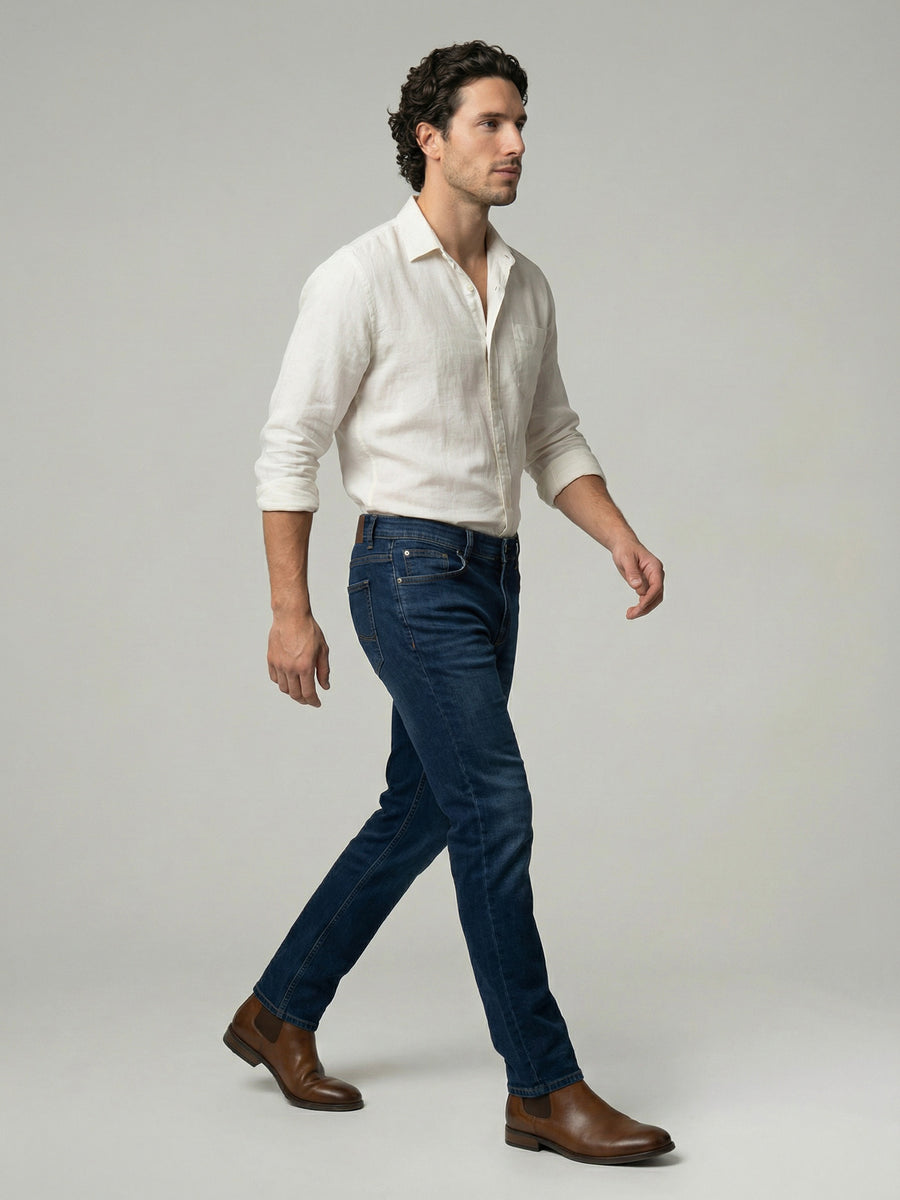 Celio Mens Blue Twill Slim Fit Modal Jeans