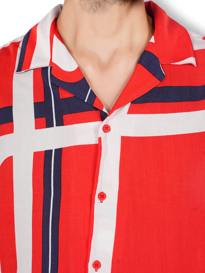 Red Printed Viscose Shirt