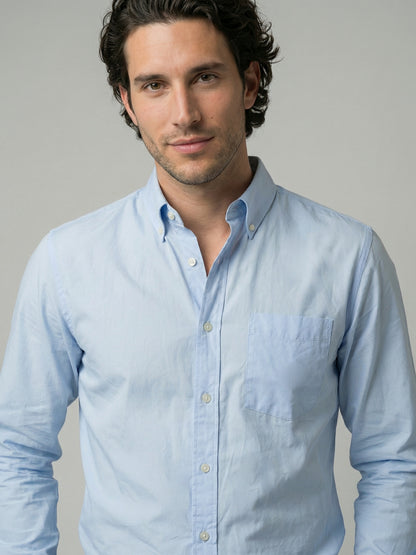 Celio Mens Blue Solid Regular Fit Cotton Shirts