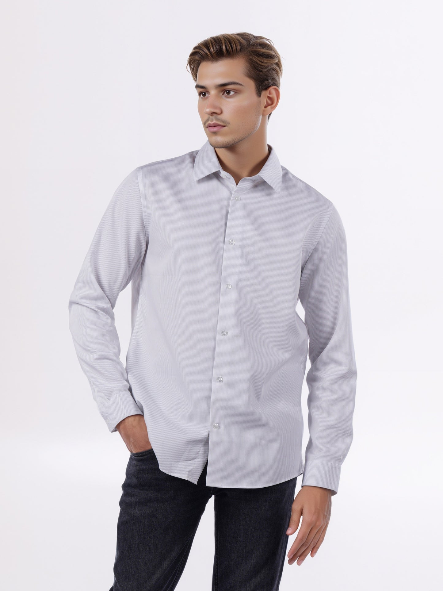 Celio* Men White Solid Slim Fit Cotton Shirts