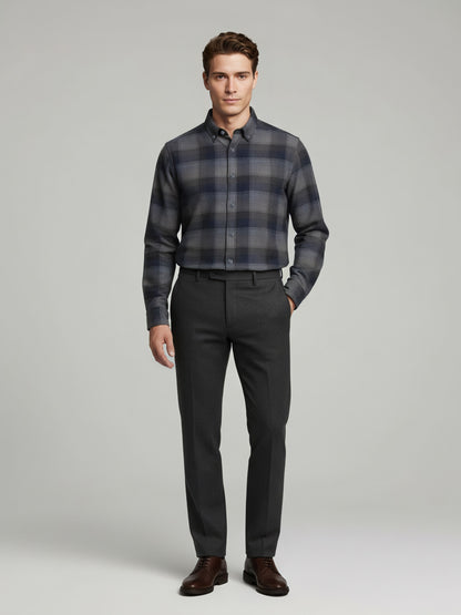 Celio* Men Grey Checked Regular Fit Cotton Shirts