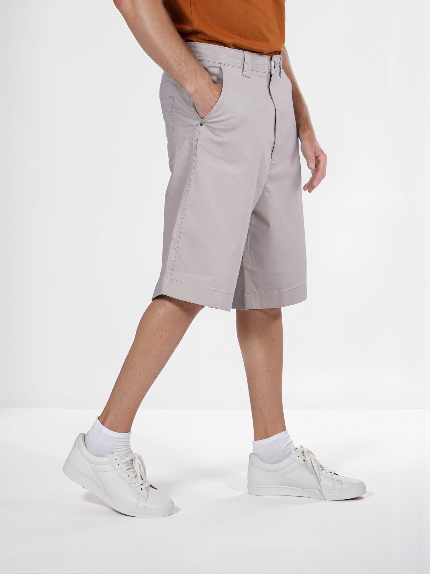 Celio* Cotton Regular Fit Beige Bermuda