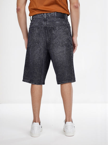 Celio* Cotton Straight Fit Black Bermuda