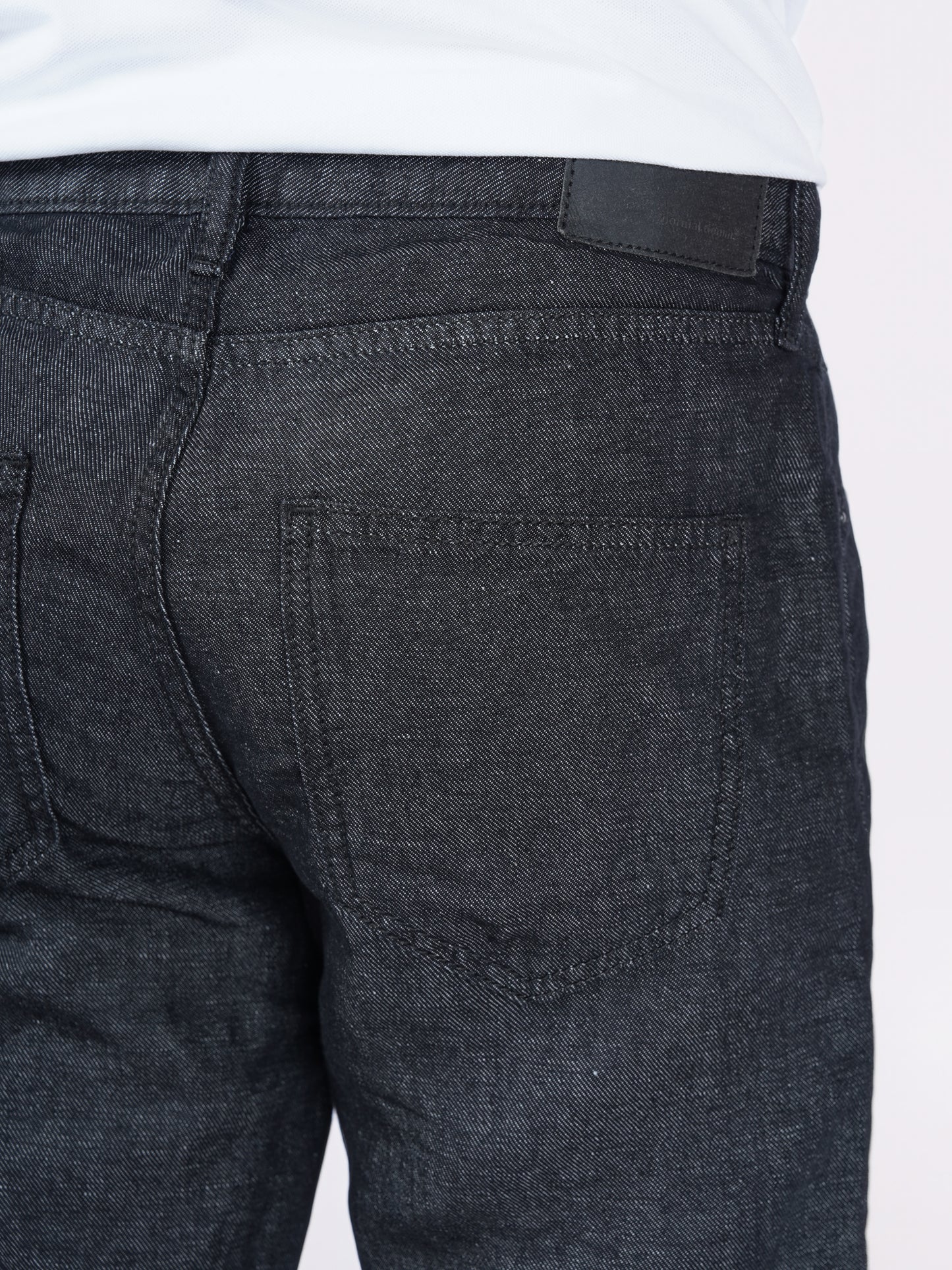 Celio* Men Black Solid Straight Fit Cotton-Linen-Blend Jeans