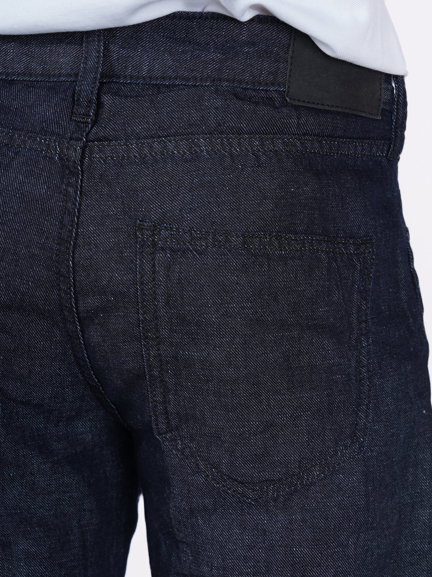 Celio* Men Black Solid Straight Fit Cotton-Linen-Blend Jeans