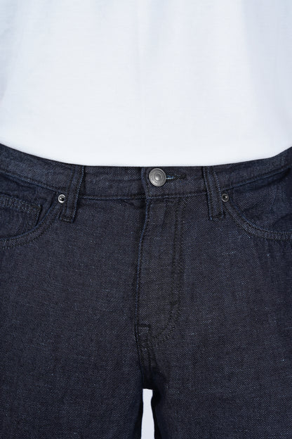 Celio* Men Black Solid Straight Fit Cotton-Linen-Blend Jeans