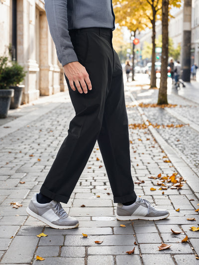 Celio* Polyester Regular Fit Black Trouser