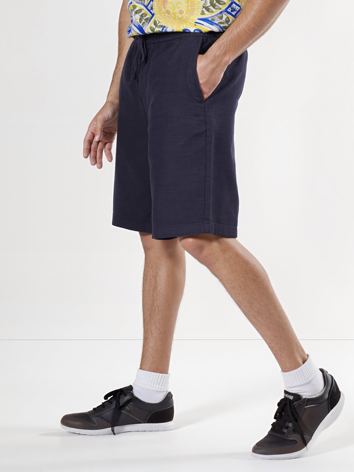 Celio* Cotton Regular Fit Navy Blue Bermuda