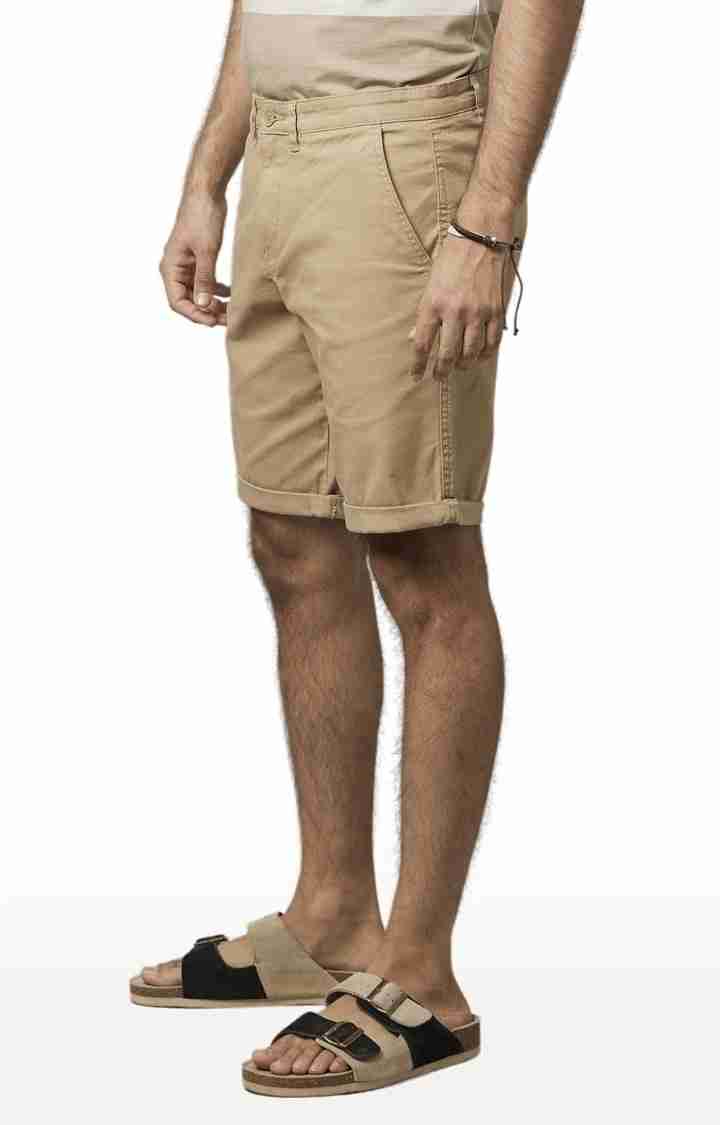 Beige Regular Fit Shorts