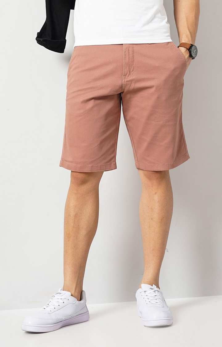 Peach Regular Fit Shorts