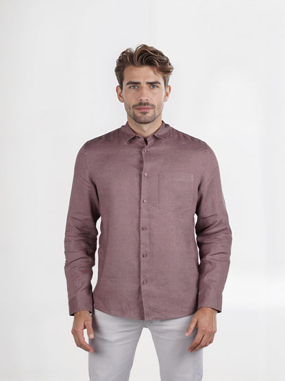 Celio* Men Brown Regular Fit Linen Solid Shirt