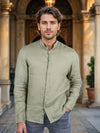 Celio* Solid Regular Fit Linen Olive Shirt