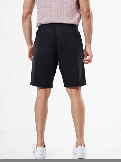 Celio* Linen-Blend Regular Fit Black Shorts