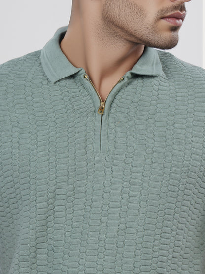 Celio* Men Green Solid Regular Fit Cotton T-Shirt