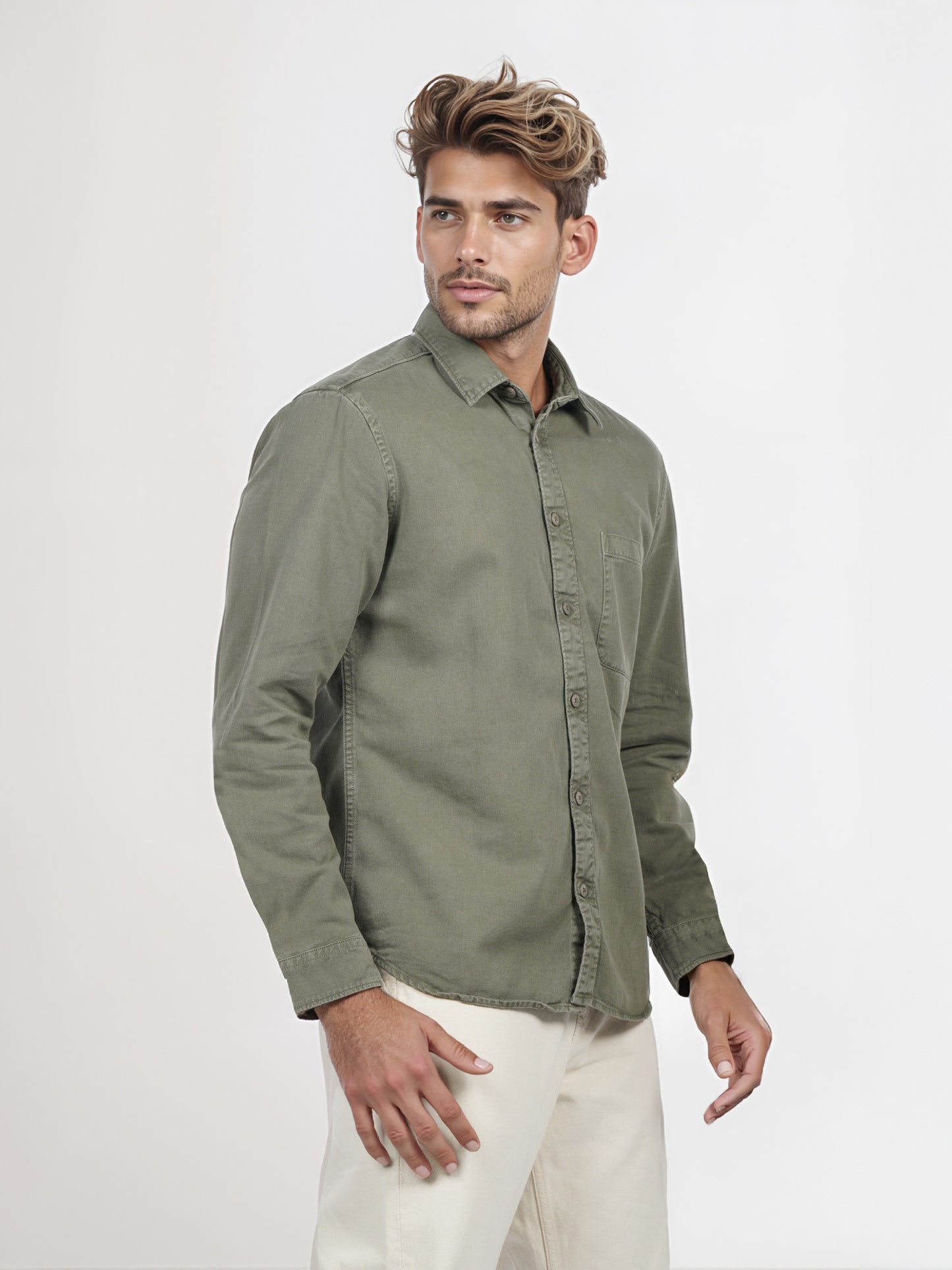 Celio* Men Green Solid Regular Fit Cotton Shirt