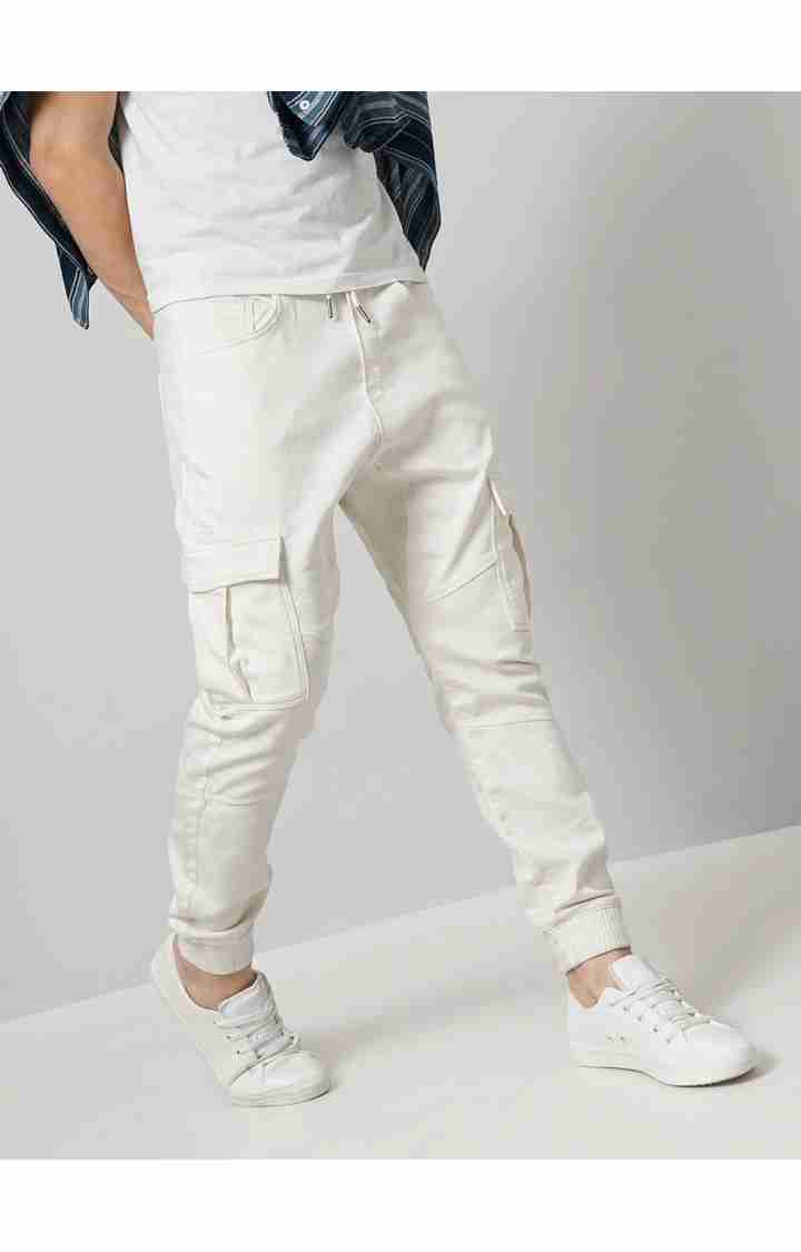 White Regular Fit Cargos