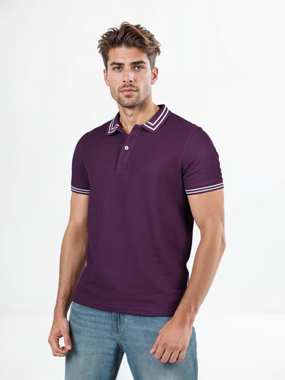Celio* Solid Regular Fit Cotton Purple T-Shirts