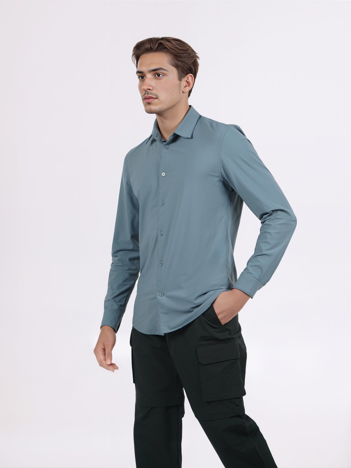 Celio* Men Blue Solid Slim Fit Nylon Shirts