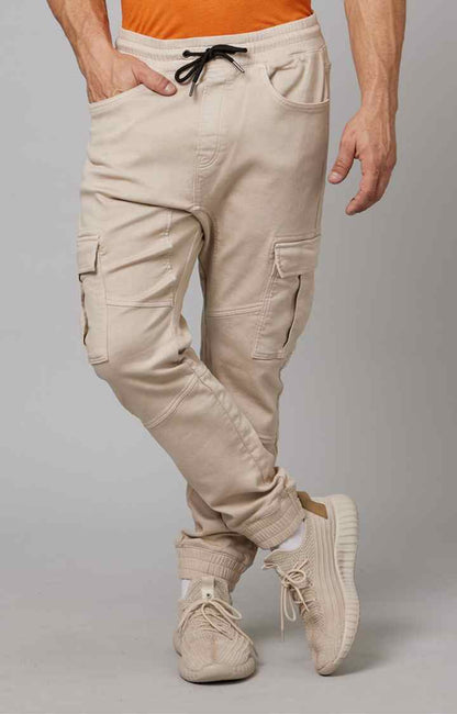 Beige Regular Fit Cargos