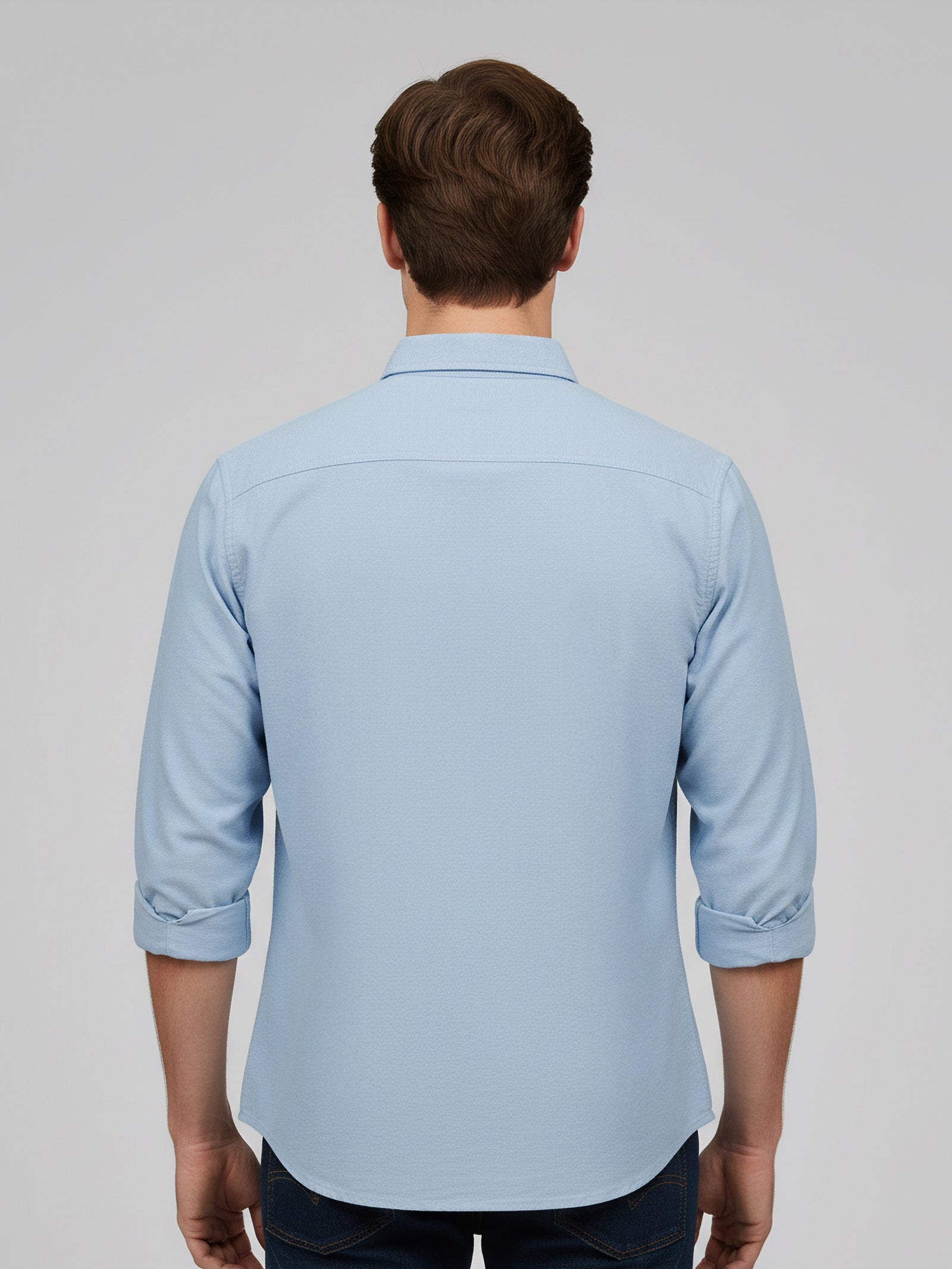 Celio* Men Blue Cotton Regular Fit Solid Shirts