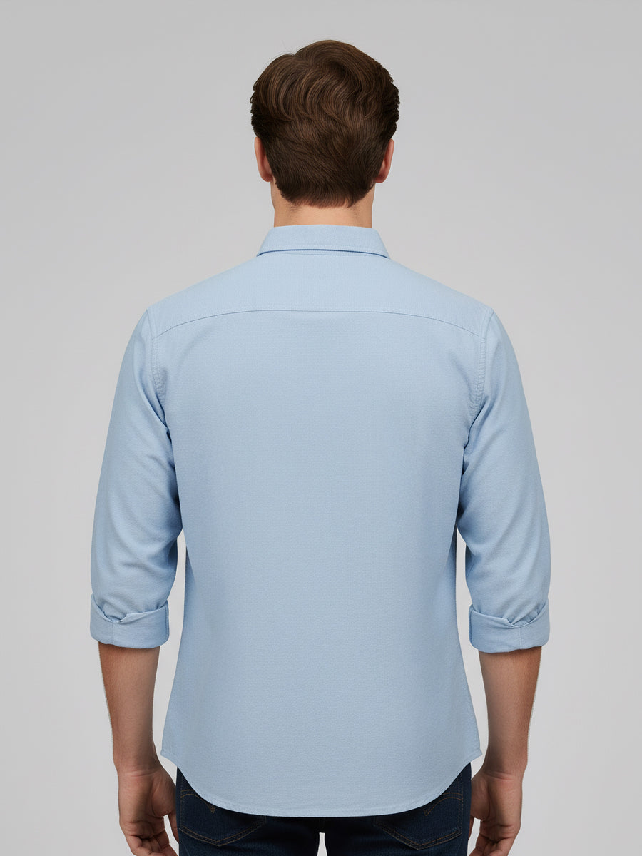 Celio* Men Blue Cotton Regular Fit Solid Shirts