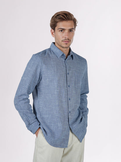 Celio* Men Blue Solid Regular Fit Cotton Shirts