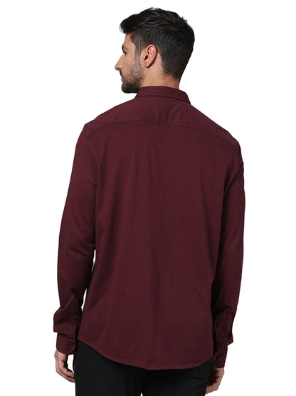 Burgundy Solid Cotton Shirt