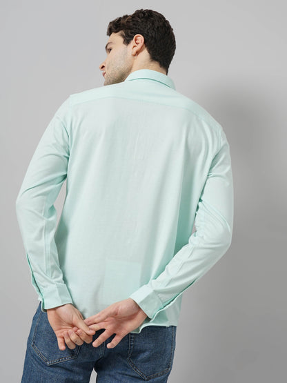 Green Solid Cotton Shirt