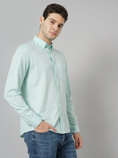 Green Solid Cotton Shirt