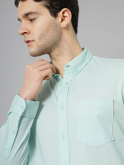 Green Solid Cotton Shirt