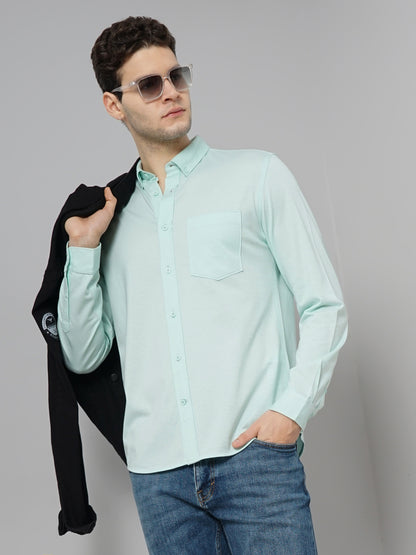 Green Solid Cotton Shirt