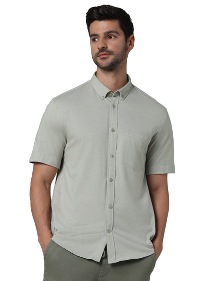 Green Solid Cotton Shirt