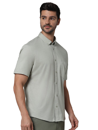 Green Solid Cotton Shirt