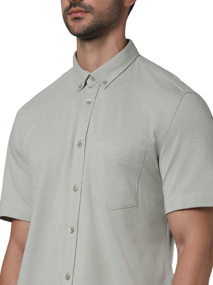 Green Solid Cotton Shirt