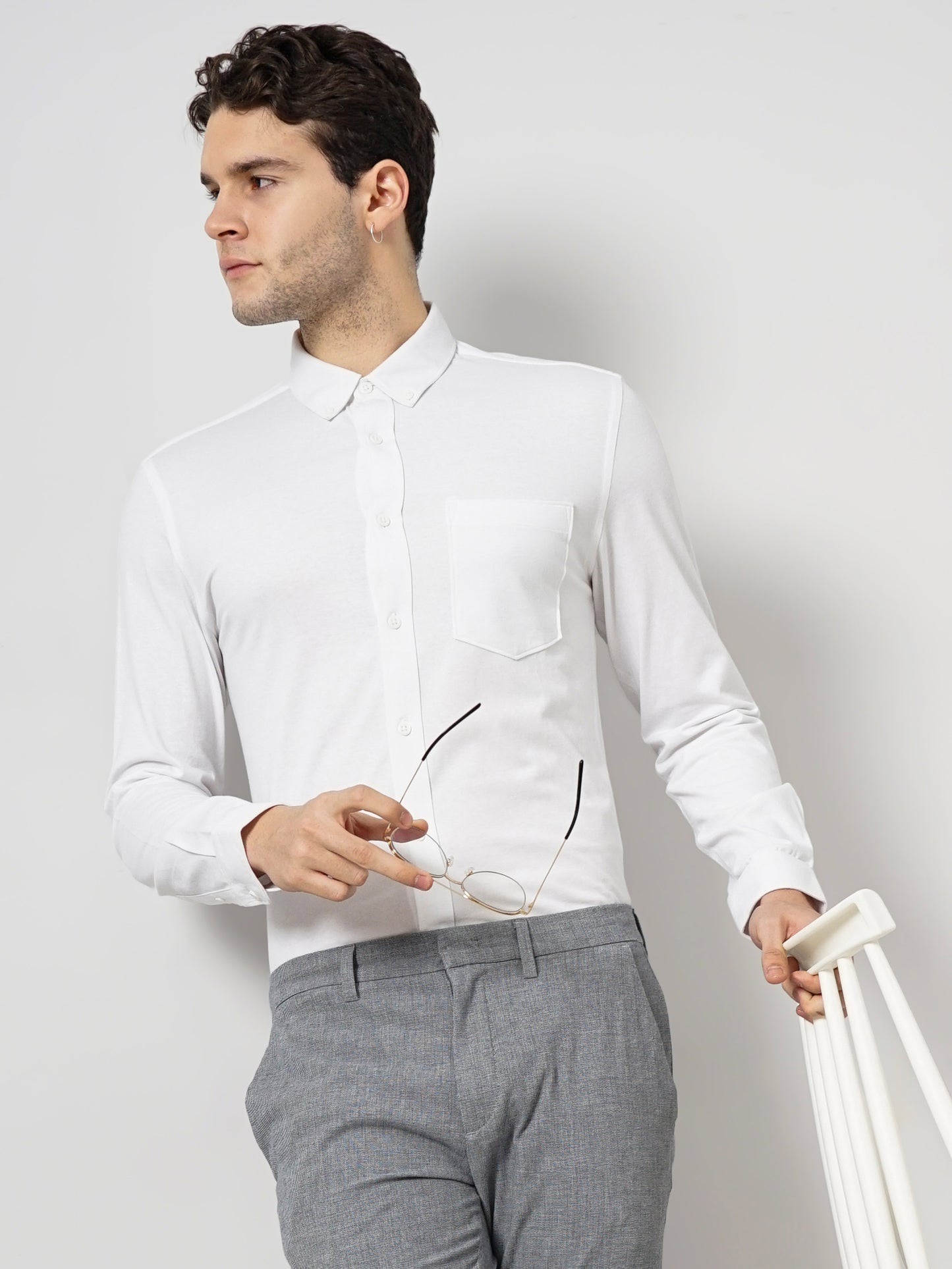 White Solid Cotton Shirt