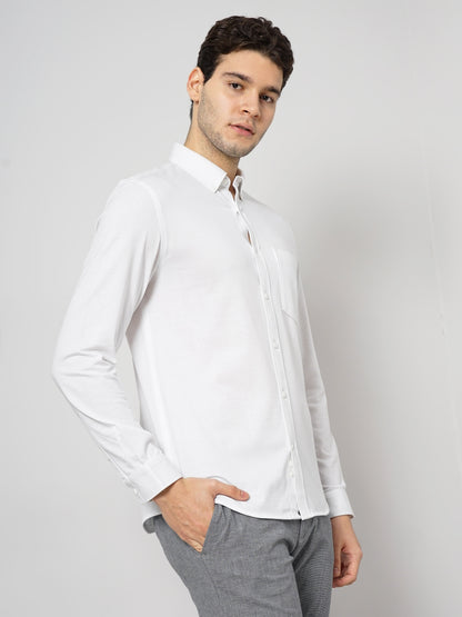 White Solid Cotton Shirt