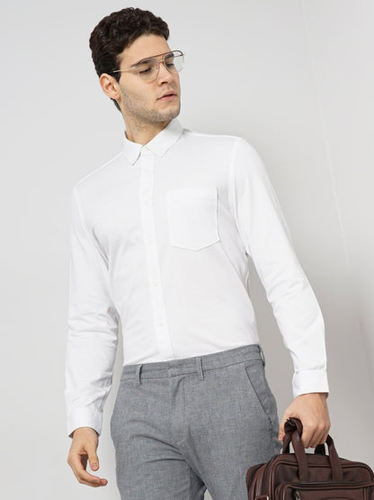 White Solid Cotton Shirt